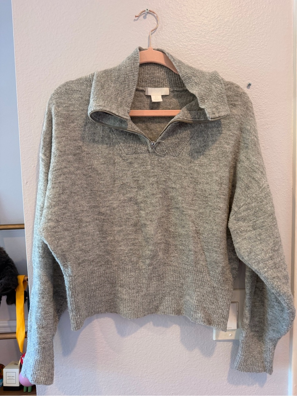 H&M Gray Half-Zip Cowl Neck Sweater